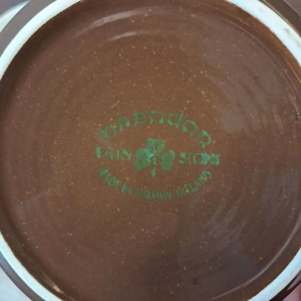 Vintage Irish Covered Sugar Dish Brendan Erin Stone Green Arklow Ireland‎ W/ Lid
